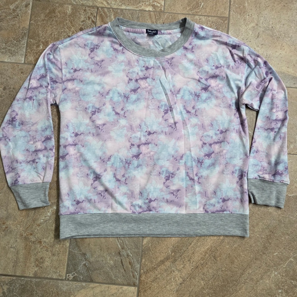 Splendid Tie Dye Sweatshirt Pullover Lavender Blue Gray Women's L‎ Cozy Comfort